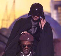 Jake Lloyd y Samuel L. Jackson en  la MTV