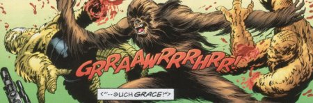Chewbacca desmembrando a los Trandoshanos