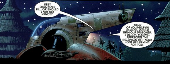 Kir Kanos, Boba Fett y sus hombres suben al Slave I