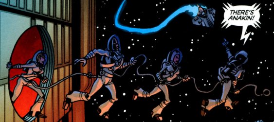El grupo del maestro Windu y la teniente Daan salen al espacio