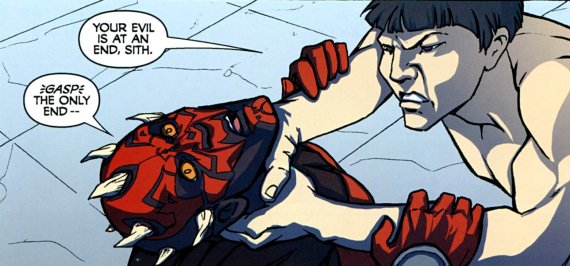 Darth Maul lucha contra el joven maestro Brun Jun Fan