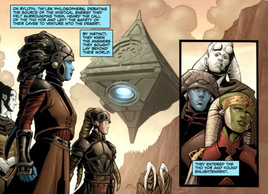 Los filósofos Twi'lek antes de entrar en el Tho Yor ubicado en Ryloth