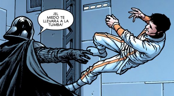 Darth Vader usa la Fuerza para lanzar a Falco por los aires