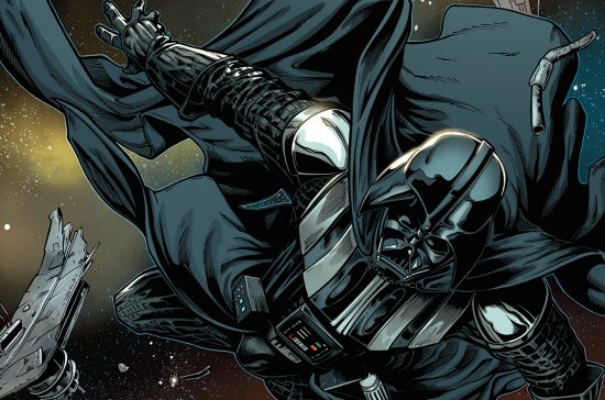Darth Vader flotando en el espacio