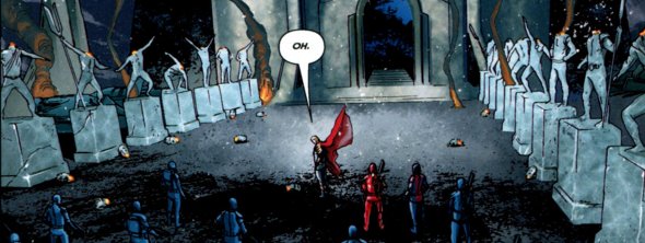 Lord Daiman ante sus estatuas decapitadas