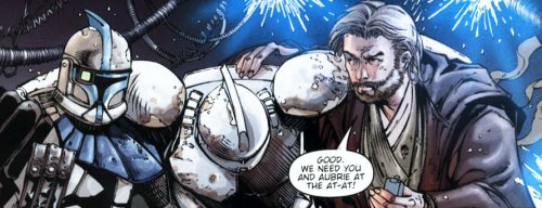 Alga y Obi-Wan ayudan a evacuar el AT-AT