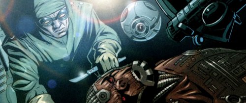 Uno de los científicos trabaja sobre el guerrero Sith