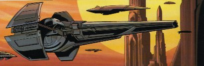 El Sith Infiltrator despegando desde Coruscant