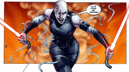 Asajj Ventress llena de cables