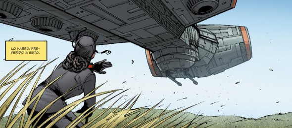 Darth Vader se prepara para disparar y Nala trata de alejarse