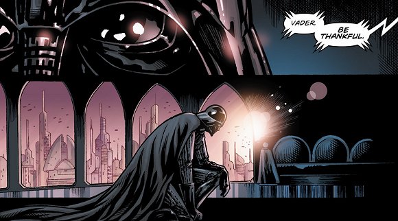 Darth Vader se arrodilla ante su maestro