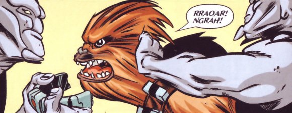 Chewbacca retenido por los guardias de Sollima