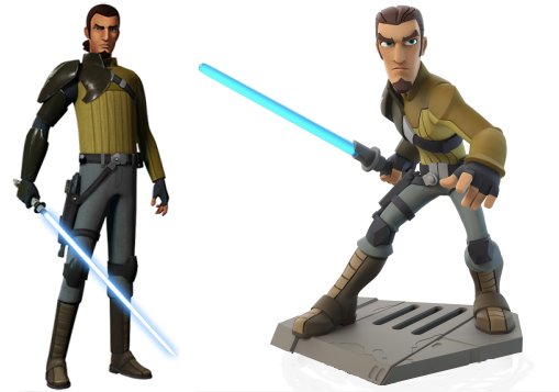 Kanan Jarrus tal como lo vemos en Star Wars Rebels y en su figura Disney Infinity