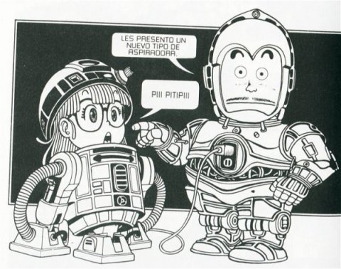 Sembei y Arale como C3PO y R2D2 