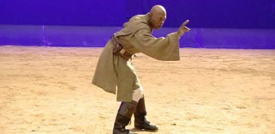 Samuel L. Jackson rodando la escena frente al Chroma Key