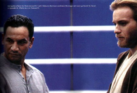 Obi Wan y Jango Fett en un par�n del rodaje