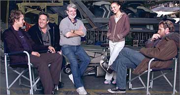 Hayden Christensen, Rick McCallum, George Lucas, Natalie Portman y Ewan McGregor