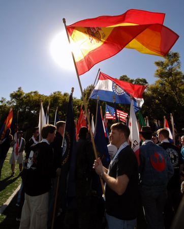 La bandera española también participó en el desfile