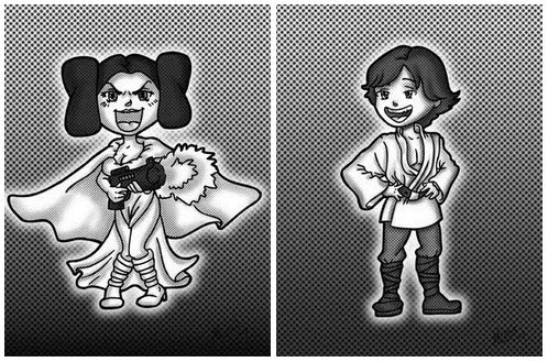 Luke y Leia creados por Maria Parra
