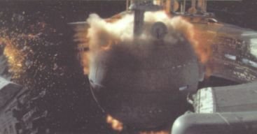 La nave de control de droides, destruida