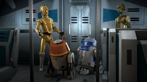 C3PO, R2-D2, Chopper y otro androide son apartados del pasaje