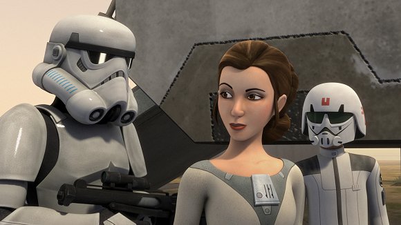 Leia, Kanan disfrazado de soldado de asalto y Ezra vestido de cadete imperial