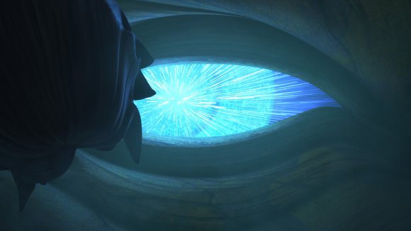 Ezra se comunica con el Purrgil y ve en sus ojos que esto quieren saltar al hiperespacio