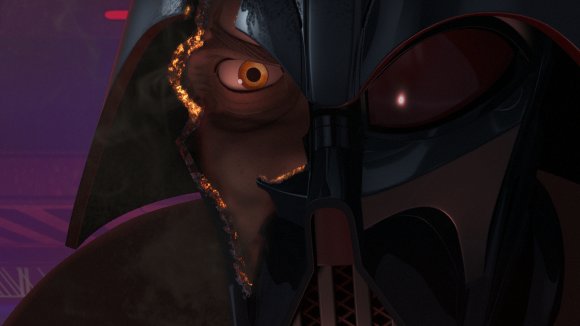 La rotura del casco deja al descubierto el cambiado rostro de Anakin Skywalker
