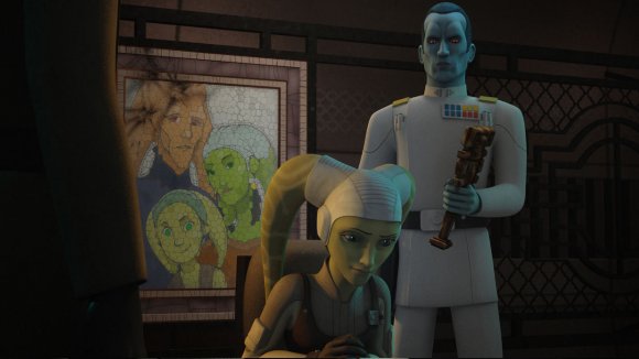 El Gran Almirante Thrawn con el Kalikori y Hera arrestada