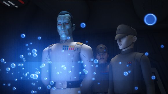 El Gran Almirante Thrawn dirigiendo el bloqueo de Synistahg