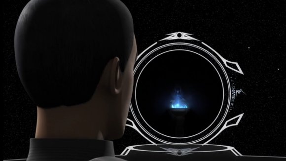 Sidious al otro lado del velo realizando su sortilegio con fuego azul