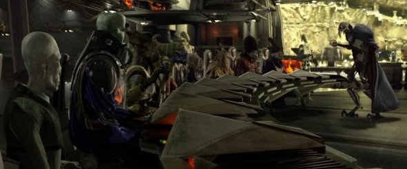El General Grievous en Utapau con el Consejo Separatista
