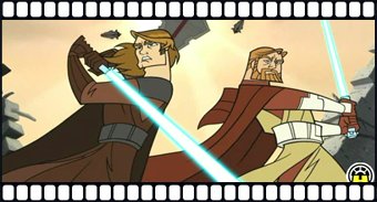 Anakin y Obi-Wan luchando codo con codo