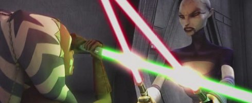 Ashoka Tano trata de detener a Asajj Ventress