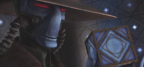 Cad Bane en la cripta de holocrones del templo Jedi