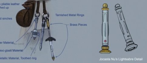 Dibujo de preproduccin del sable y el cinturn de Jocasta