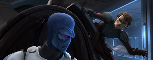 Anakin subido al V-19 trata de detener a Cad Bane