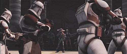 Los clones rodean al grupo de Cad Bane