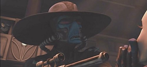 Anakin observa como Cad Bane apunta a Padm 