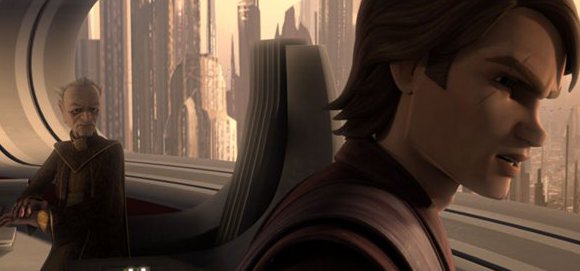 Palpatine habla con Anakin en su despacho