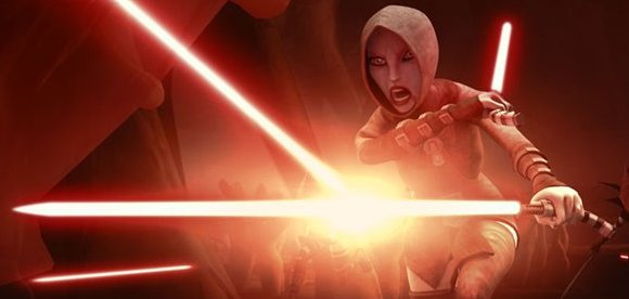 Asajj Ventress combate al ejército droide en Dathomir