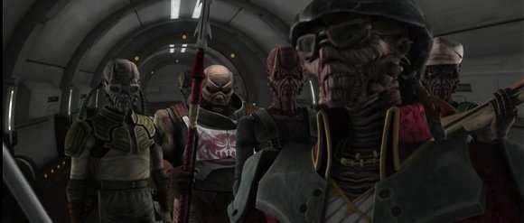 Hondo Ohnaka y sus hombres tra abordar El Crisol