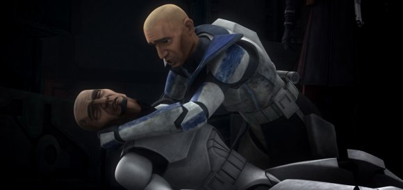 Fives muere en brazos de su colega y amigo el Capitán Rex