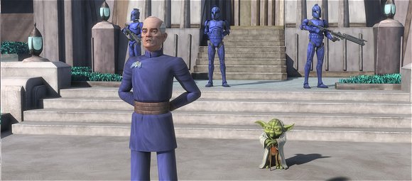 Yoda visita al antiguo Canciller Supremo Finis Valorum en su residencia