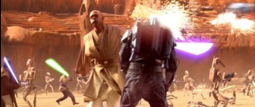 Mace Windu decapita a Jango Fett en el circo de Geonosis