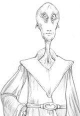 Boceto de pre-produccin - Jedi alien - de Yarael Proof