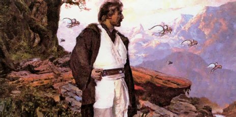 Un Jedi usa la Fuerza Viva con las criaturas que vuelan junto a él