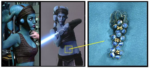 Aayla Secura y su broche con forma de flores en el ombligo