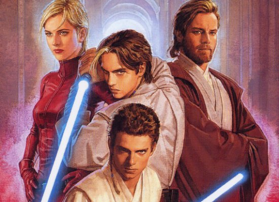 Obi-Wan Kenobi observa como Anakin se entrena con unos remotos