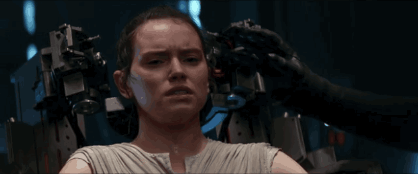 Kylo Ren usando su poderes con Rey